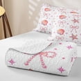 thumbnail image 4 of spefrowx Pink Pearl Bow Bed Spread Queen for Girls, Flower Seashell Starfish Queen Coverlet Set, 3 Pieces, 4 of 7