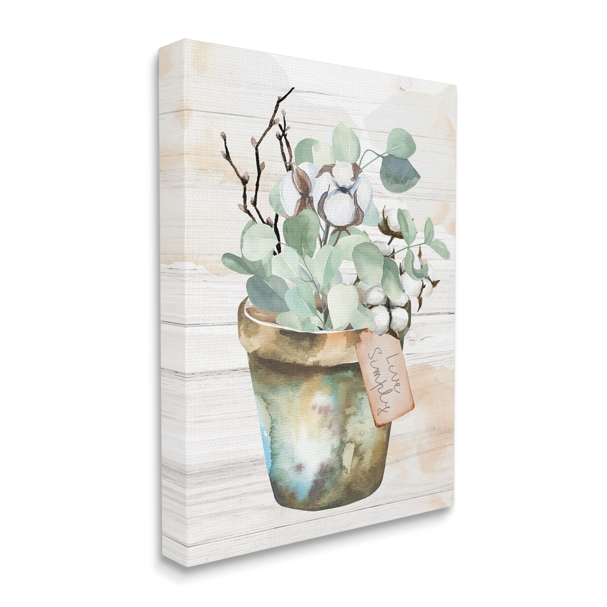 Stupell Live Simply Potted Eucalyptus Plant Botanical & Floral Painting Gallery Wrapped Canvas Print Wall Art