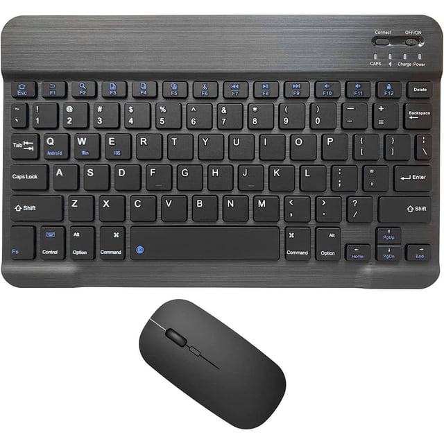 Kit Mini Teclado y Mouse Inalámbrico Bluetooth Celular Tablet PC Negro