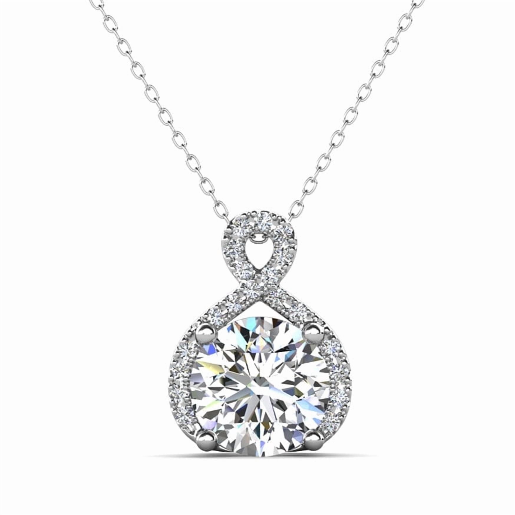 Cate & Chloe Alessandra 18k White Gold Plated Necklace with Simulated Diamond Crystals for Women