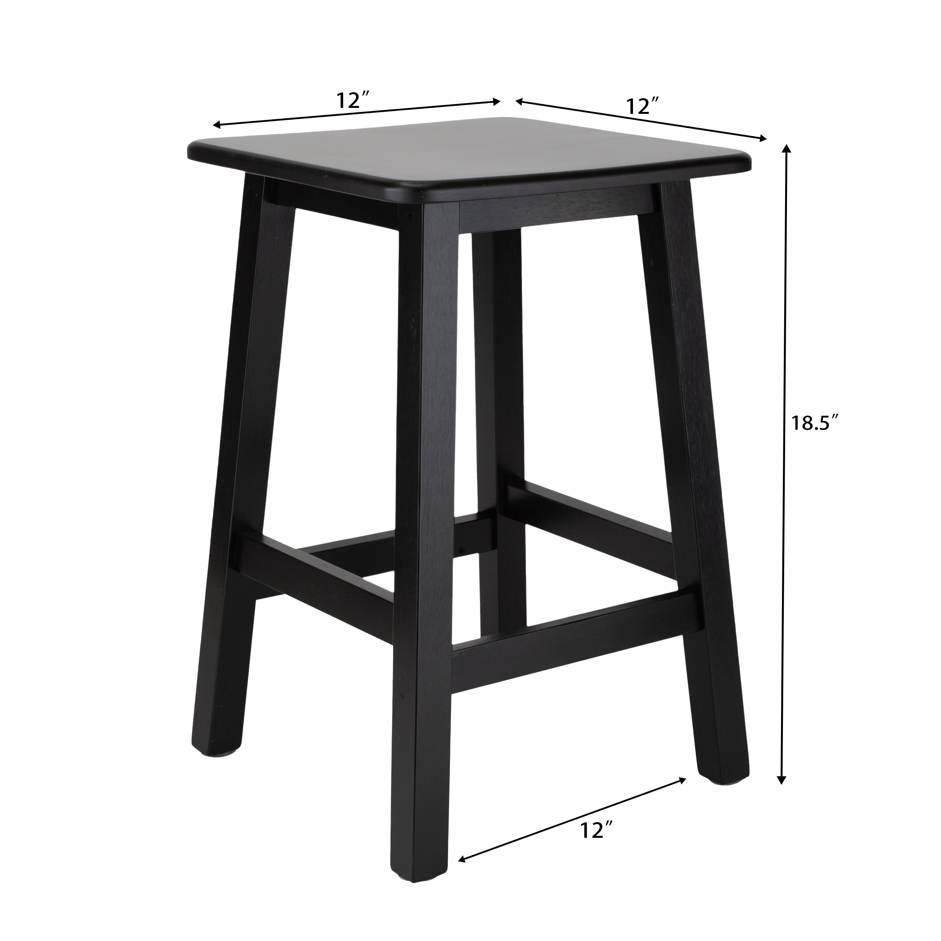 Better Homes & Gardens Square 18 in High Indoor Backless Bamboo Stool for Adult or Child, Black