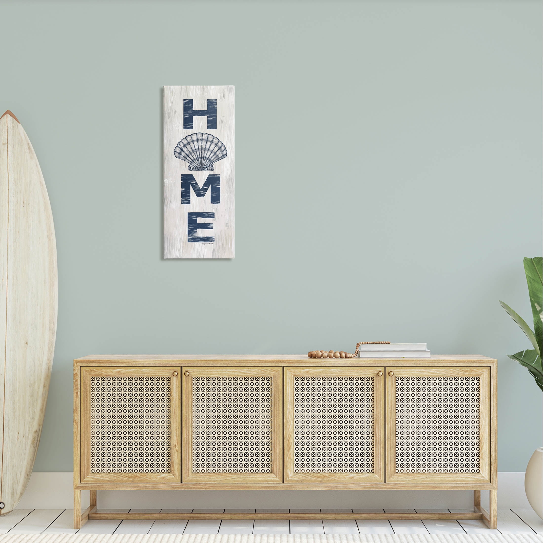 Home Vertical Clam Sign Coastal Graphic Art Gallery Wrapped Canvas Print Wall Art