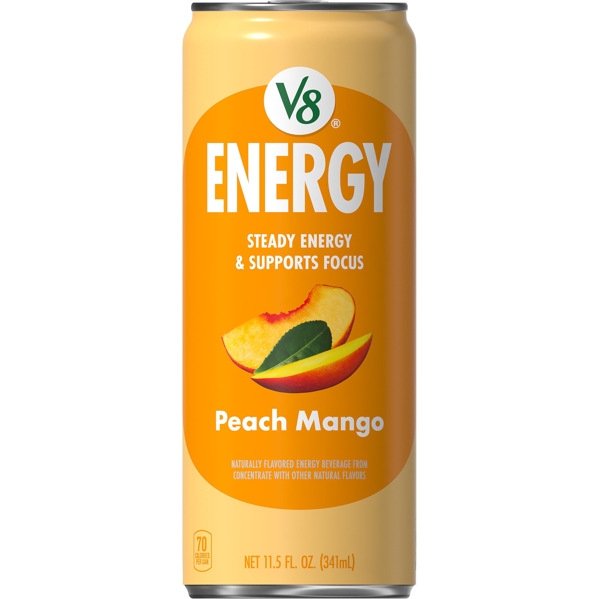 (3 pack) V8 Energy Still Peach Mango Energy Drink, 11.5 fl oz Can