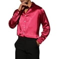 thumbnail image 5 of INSPIRE CHIC Men's Dress Satin V Neck Long Sleeves Button Down Party Shirts 2XL Burgundy, 5 of 6