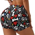 thumbnail image 2 of Sigee Cute Puppy Footprints Print Women's High Waist Workout Shorts - Squat Proof, Tummy Control, Yoga and Gym Activewear-, 2 of 9