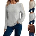 thumbnail image 1 of Hauts pour Femmes Chandails en Molleton Ndbuld pour Femmes Col Rond Décontracté Manches Longues Tuniques, Gris, 2TG, 1 of 9