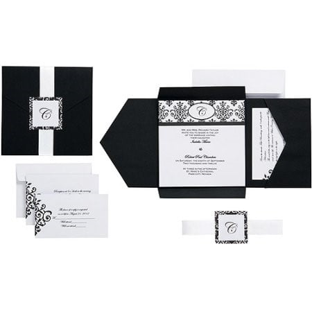 Wilton Scroll Monogram Pocket Invitation Kit, Black/White, 34 Ct ...