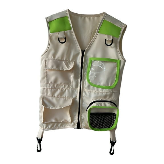 TELOLY Kids Explorer Vest Cargo Vest for Fishing Halloween Birthday Gift Boys Girls Green