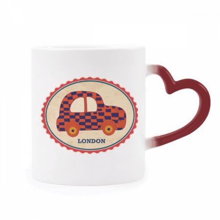 

Little car UK London Stamp Britian Heat Sensitive Mug Red Color Changing Stoneware Cup