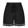 thumbnail image 4 of CFLVAEK Plus Size Shorts for Women Casual Summer High Waisted Drawstring Shorts Fringe Trendy Beach Vacation Shorts Black XXXL, 4 of 6