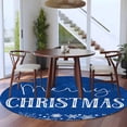 thumbnail image 3 of Round Rugs 8Ft, Blue Merry Christmas Round Area Rug Washable Indoor Throw Carpet, Xmas Winter Snowflake Blue White Large Non Slip Circle Rug for Kids Room RV Home Decor Aesthetic, 3 of 8