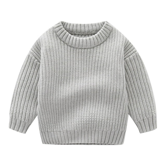 LOVZFMLL Sweaters for Boys Girls, Crew Neck Ribbed Pullover Solid Color, Casual Oversized Cozy Essential Fall Clothes Warm Winter Tops Newborn Boys Girls Clothes for 9-12 Months