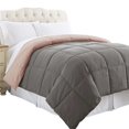 thumbnail image 1 of Benzara BM202043 Genoa Twin Size Box Quilted Reversible Comforter, Gray & Pink, 1 of 4