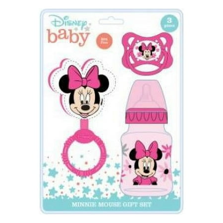 Minnie 3pc Baby Set on Card Rattle, Pacifier,Baby Bottle
