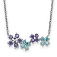 thumbnail image 4 of Sterling Silver Purple & Blue Cubic Zirconia Diamond Cut Flower Pendant Necklace, 4 of 4