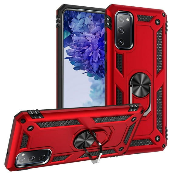 Compatible with Samsung Galaxy A51 4G Case Built-in 360 Ring Holder Kickstand, Extreme Protection Military Armor Magnetic Car Dual Layer Protective Heavy Duty Phone Cover,Red