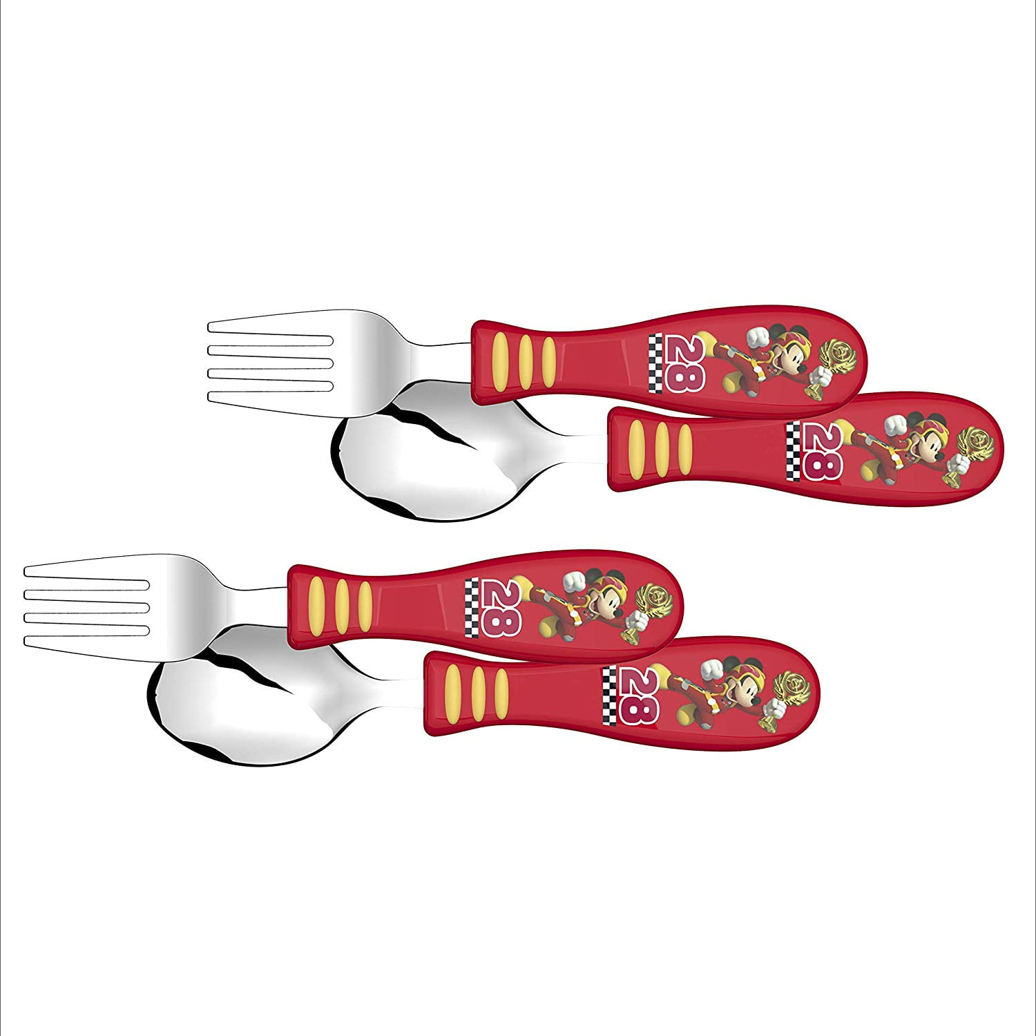 Zak Designs Disney Easy Grip Fork and Spoon Set, Mickey Mouse, 2piece