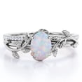 thumbnail image 1 of JeenMata Anillo de Bodas con Diseño de Hoja de Moissanita y Ópalo Arcoíris Ovalado de 1,5 Quilates Engastado en Oro Blanco de 18 K sobre Plata, 1 of 6