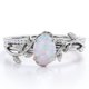 thumbnail image 1 of JeenMata Anillo de Bodas con Diseño de Hoja de Moissanita y Ópalo Arcoíris Ovalado de 1,5 Quilates Engastado en Oro Blanco de 18 K sobre Plata, 1 of 6