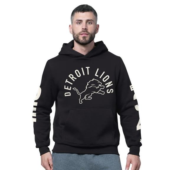 Men's Starter Black Detroit Lions Handoff Fleece Hoodie Sweatshirt