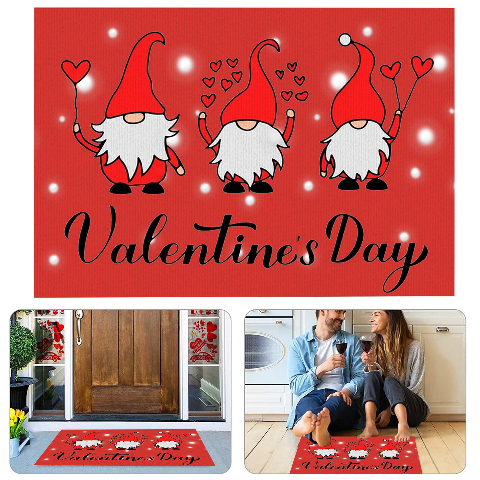 Happy Valentine's Day Gnome Decorative Doormat Indoor Outdoor Entrance Bathroom 