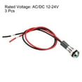 thumbnail image 3 of Uxcell AC/DC 12V/24V 6mm Flush Panel Mount Green Indicator Light with 150mm Cable, 3 Pack, 3 of 5