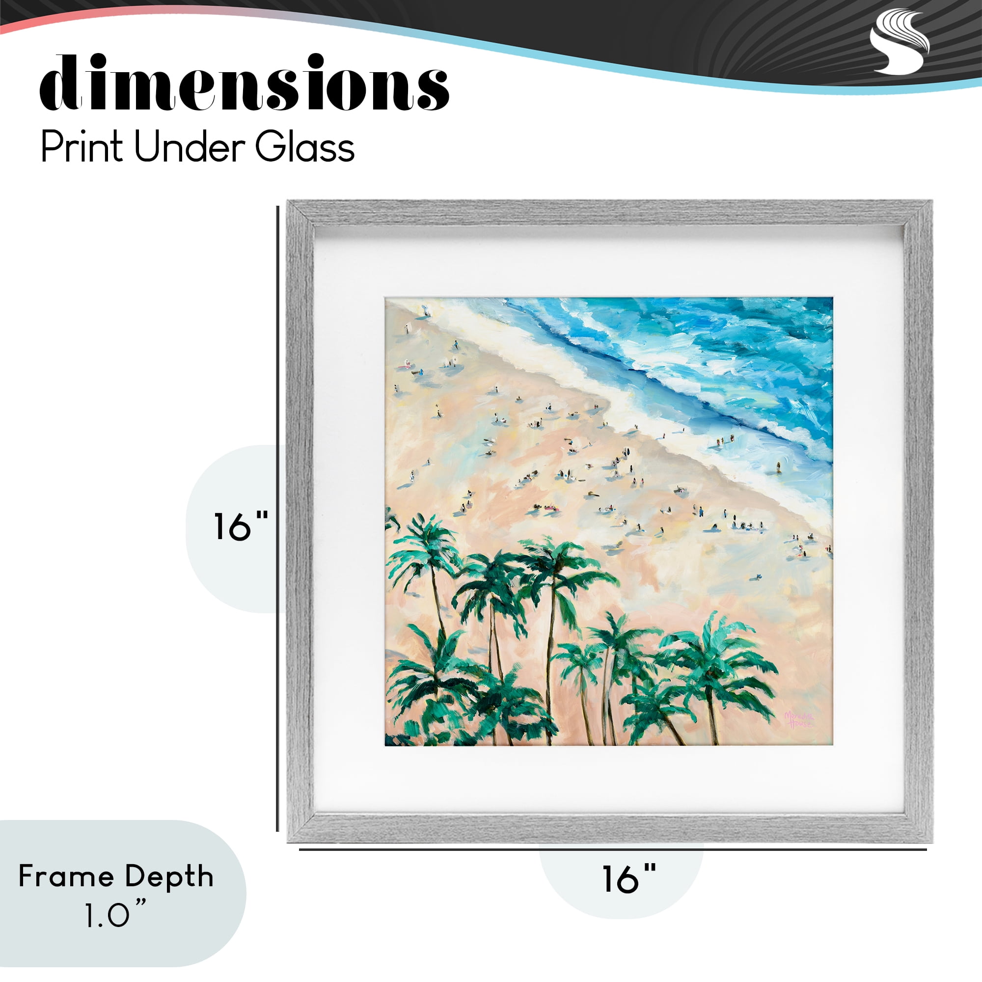 Stupell Industries Waikiki Beach Overview Gray Framed Print Under Glass, design by Meredith Howse