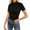 Black, variant on Womens Pullover Frilled Collar Wooden Ear Sleeve Shaping Ladies Clothing,Sky Blue,M