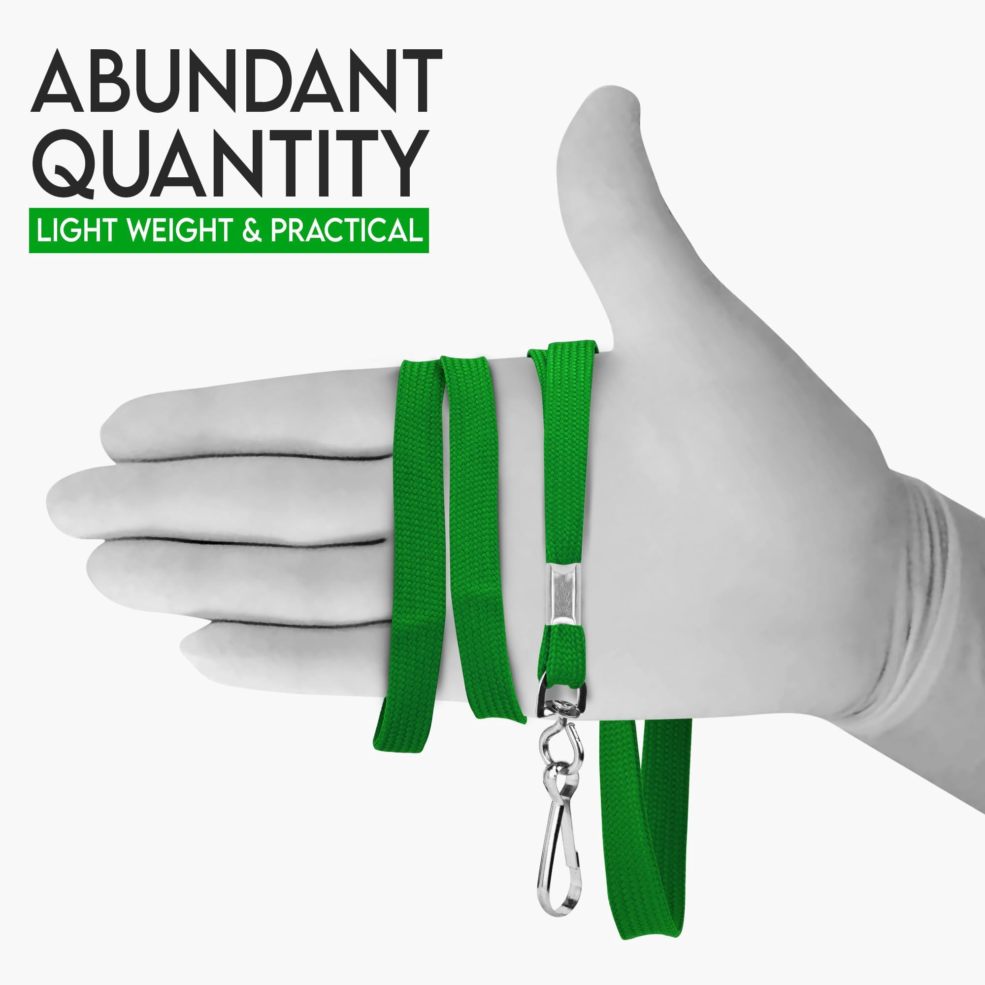 100-pack Green Lanyards For Id Badges With Swivel J-hooks - Versatile Neck Lanyard Keys  Card Holders Whistles And More Ideal Offices Teachers Cruise Ship Cards