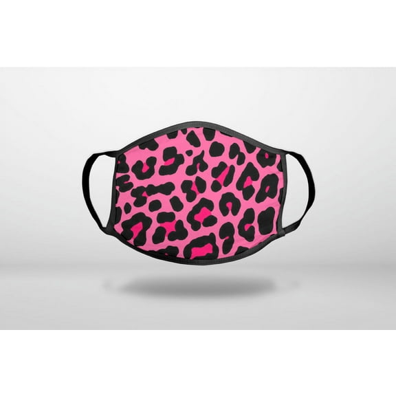 Hot Pink Black Leopard Skin Spots - 3-Ply Reusable Soft Cloth Face Covering, Unisex, Cotton Inner Layer