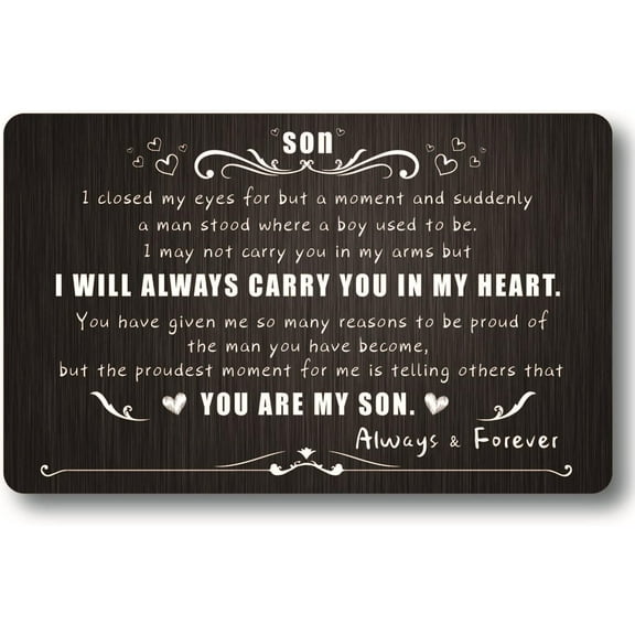 Engraved Wallet Insert Card for Son Love Note Wallet Insert Stainless Steel Inspirational Encouragement Card Gifts for Birthday Graduation Wedding Anniversary Valentines DIY