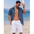 thumbnail image 2 of Camisa COOFANDY de lino de manga corta con botones, azul marino, para hombre, 2 of 6