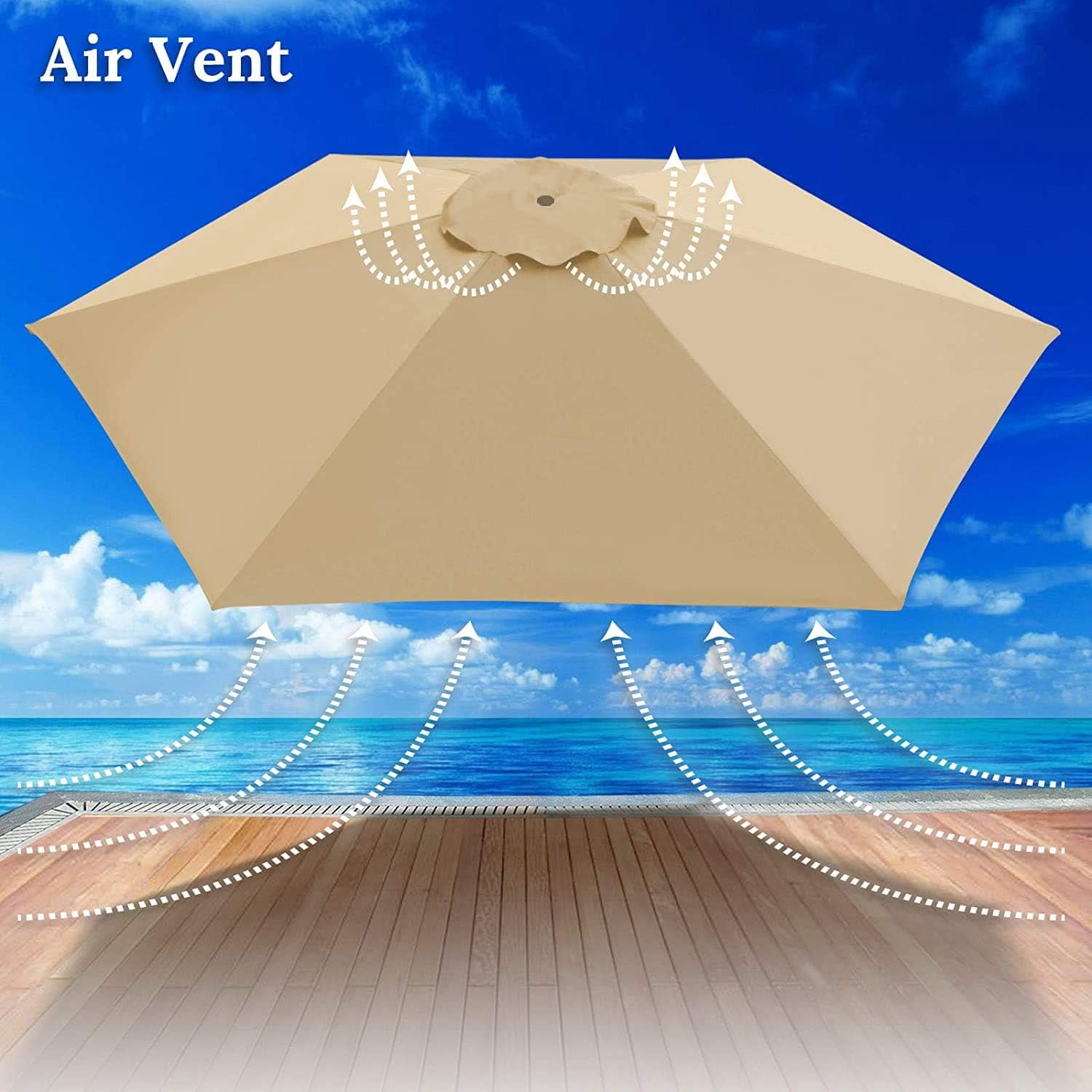SOLAXO 9ft Umbrella Cover Only for 8 Rib Outdoor Patio Umbrella Replacement Canopy Top