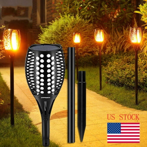 4 Pack Waterproof Solar Torch Light,LED Flickering Dancing Flames Path Light Outdoor Garden Decorative Landscape Light Lamp for Courtyard Lawn Beach Camping