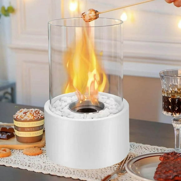 HOARBOEG Bioethanol Tabletop Fireplace With Decorative Stone And Fire Extinguishing Aid For Indoor And Outdoor Use Terraces Balconies Gardens Decorative Heating