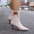 thumbnail image 4 of Mepaouo Women's Chelsea Ankle Boots Denim Block Kitten Heel Cowboy Cowgirl Short Dress Booties(Pink,7.5), 4 of 8
