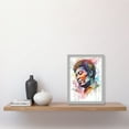 thumbnail image 2 of Male Portrait Face Closed Eyes Listening to Music Multicoloured Modern Watercolour Painting Artwork Framed Wall Art Print A4, 2 of 4
