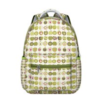 Adorable Kawaii Fruit-Themed Backpack with Green Apple Painting and Candy Pattern, Lightweight School Bag for Everyday Use and Travel