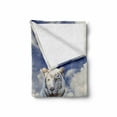 thumbnail image 2 of Tiger Soft Flannel Fleece Blanket, Bengal Hunter Surveying What is Beneath It from Top White Large Feline, Cozy Plush for Indoor and Outdoor Use, 50" x 70", Eggshell Sky Blue White, by Ambesonne, 2 of 6