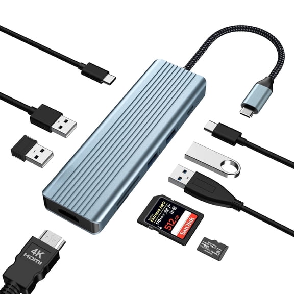 TOTU 9 in 1 USB C Hub Docking Station, USB C Adapter with 4K HDMI