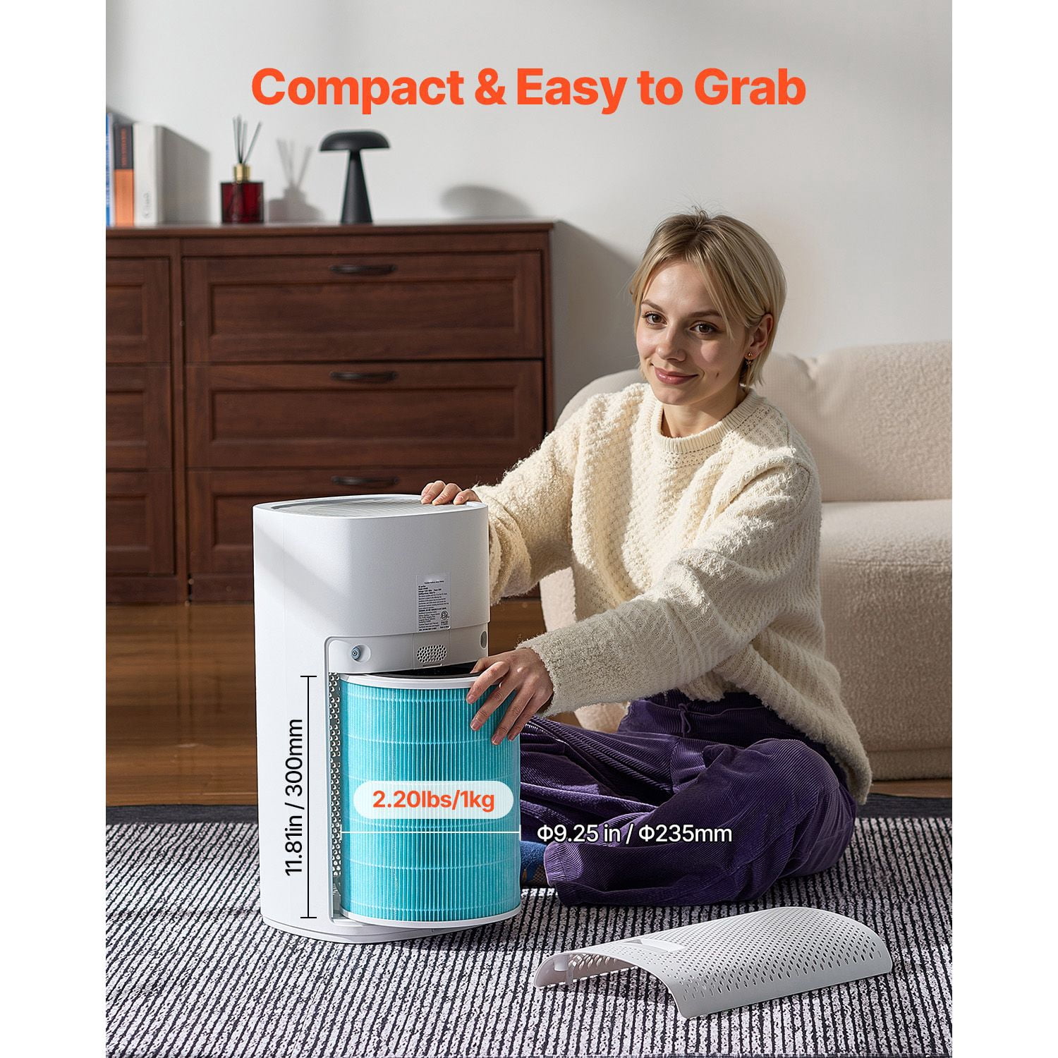 Replacement Air Purifier Filter, H13-Grade 3-Layer Filtration, Pre-Filter + HEPA + Activated Carbon, Captures 99.97% Dust Pollen Allergens for Home Purifiers