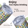 thumbnail image 4 of 20oz Geometric Design Double Wall Travel Mug with Handle, Stainless Steel Insulated Coffee Tumbler Leak Proof Lid, 4 of 5