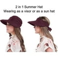 thumbnail image 3 of Women Sun Hat for Outdoor UV Protection, Wide Brim Sun Hat Ponytail, Convertible Zip-Off Beach Hat Visor, 3 of 6