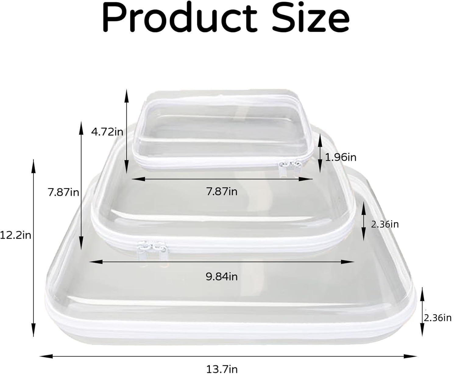 3PCS Hard Zipper Bag,Travel Organizer Box,Portable Item Storage Box,Clear Plastic Storage Box,Hard Shell Zipper Case for Vacation,Travel,Bathroom and Organizing