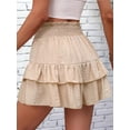 thumbnail image 4 of Women'S High Waist Ruffle Mini Skirt Tiered Short Skirt with Shorts Underneath Khaki M, 4 of 6