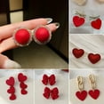 thumbnail image 2 of EOEMY 925 Silver Red Tassel Stud Earrings Dangle Wedding Fashion Jewelry Women-13-Rose Drop, 2 of 9