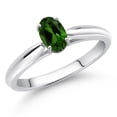 thumbnail image 2 of Gem Stone King 0.55 Ct Oval Green Chrome Diopside 10K White Gold Solitaire Engagement Ring, 2 of 4