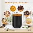 thumbnail image 3 of Jimin Ceramic Canisters Food Storage Jars with Airtight Bamboo Lids for the Kitchen Counter Serving Flour Sugar Cereal and Snacks (Black 800ml), 3 of 10