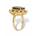 thumbnail image 2 of PalmBeach Jewelry Emerald-Cut Genuine Smoky Topaz, Mystic Fire Purple or Blue Glass and CZ Accent Halo Cocktail Ring Gold-Plated, 2 of 5