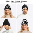 thumbnail image 7 of joogoo White Polka Dots Beanie Hats Cuffed Winter Warm Knit Thick Beanies, 7 of 7